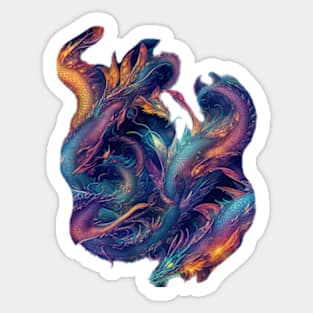 Glowing chinese dragons at night Sticker